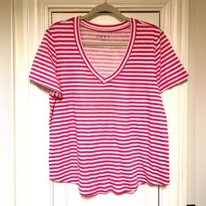 Loft Striped Short Sleeve V-neck Tee